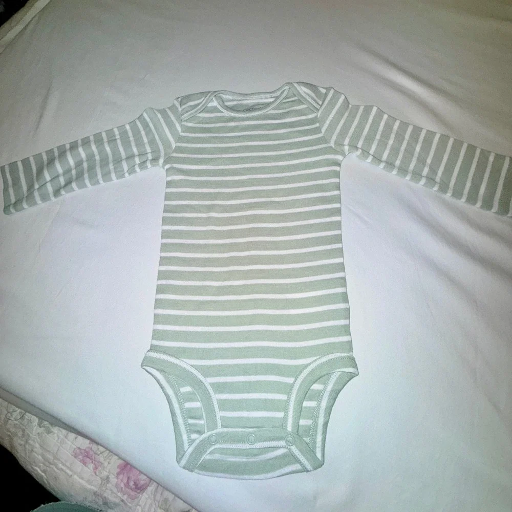 Carter's Child of Mine 3pc Outfit‎ Set 12M Green White NEW Stripes Duck Print